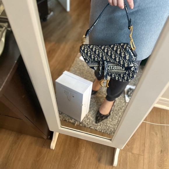 AUTHENTIC Christian Dior Oblique Saddle Bag – Blue Jacquard - Picture 6 of 16